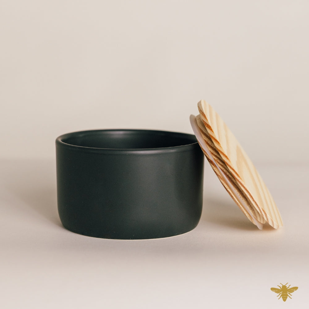 Black 3-Wick Ceramic Jars