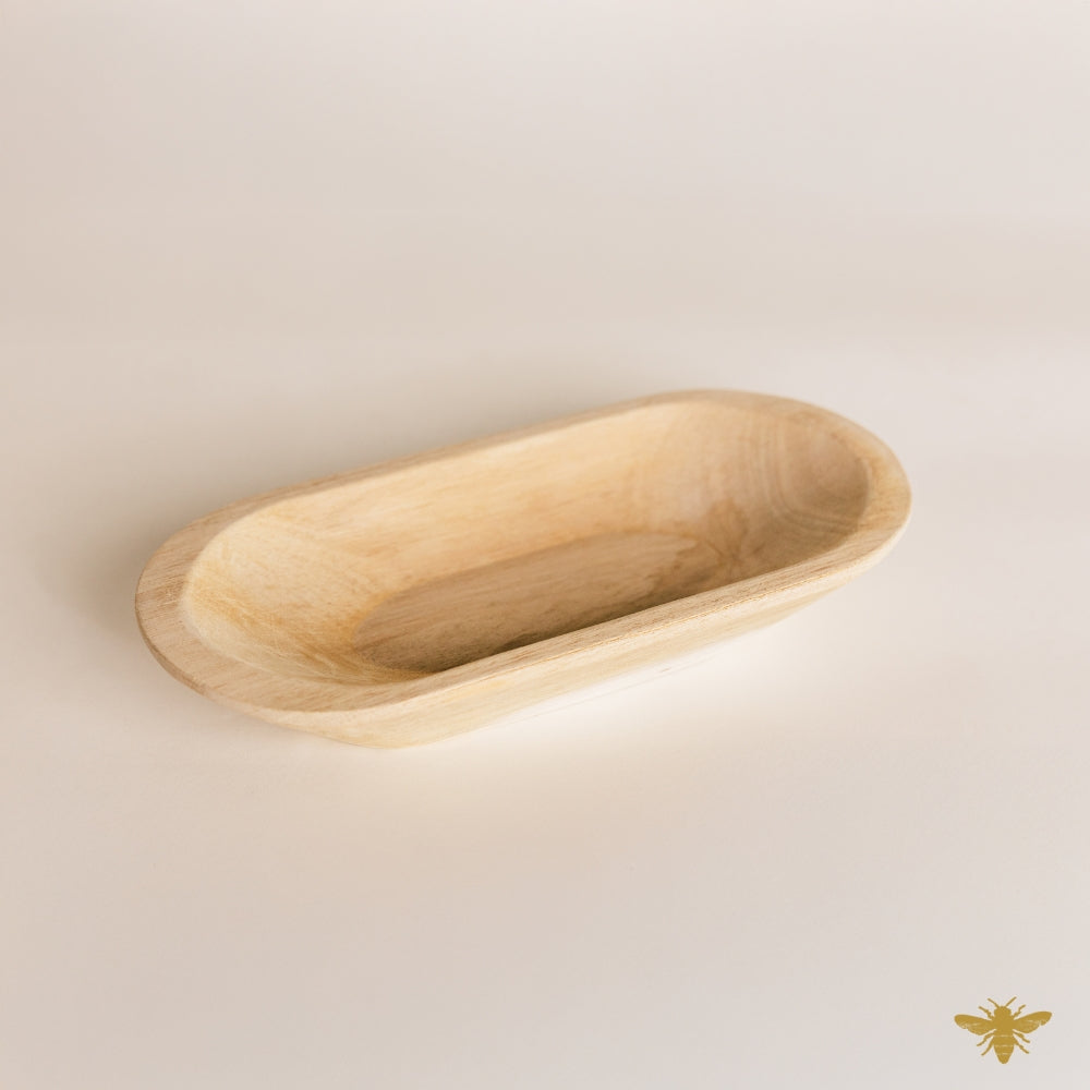 Acacia Wood Bowls | Large Oval Dough Bowl - Natural