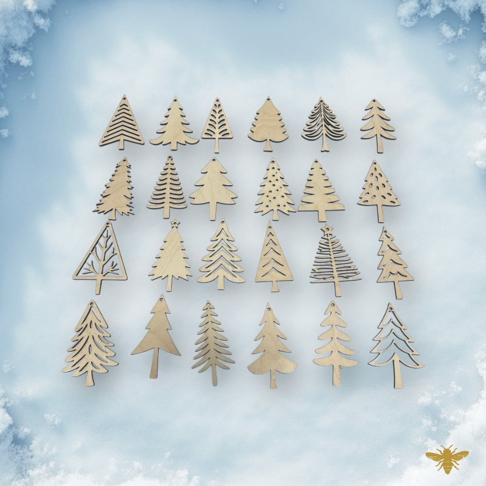 Holiday Trees Wood Air Freshies | Set of 24 Ornaments