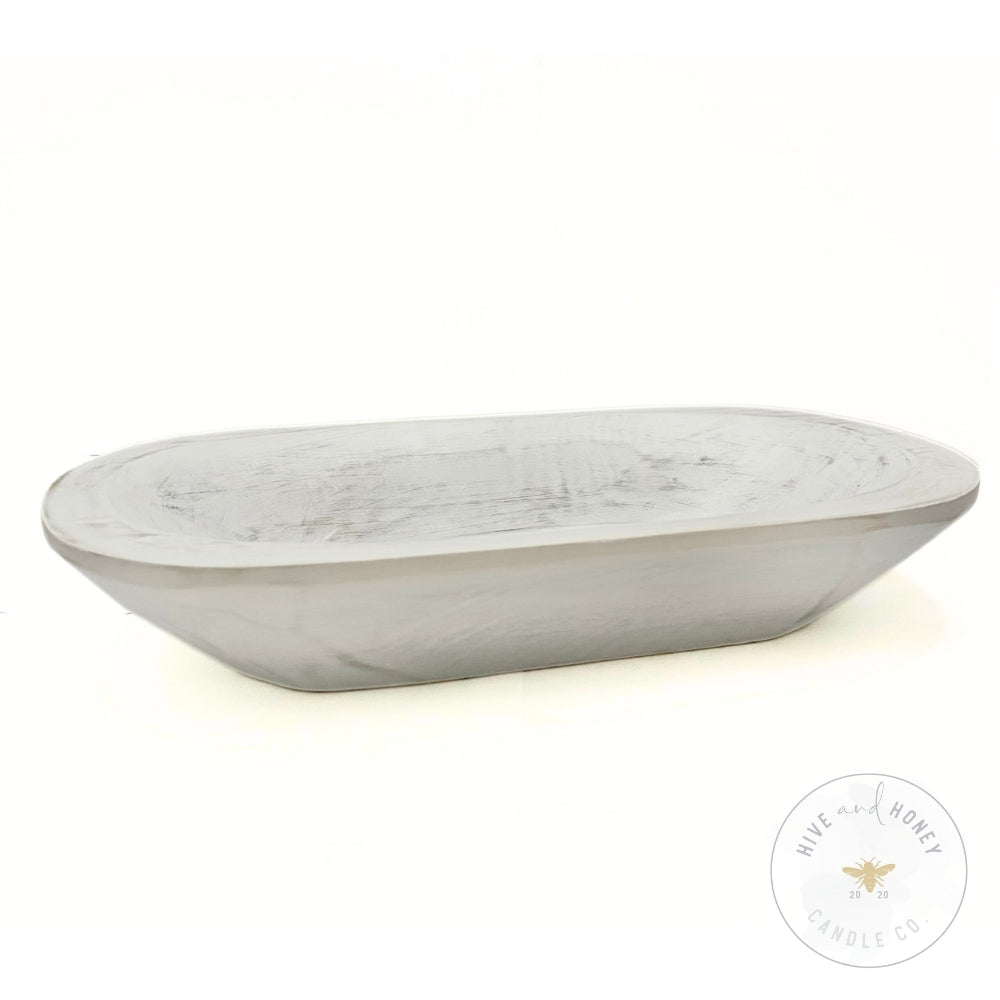 Acacia Wood | Large Oval Bowl - White