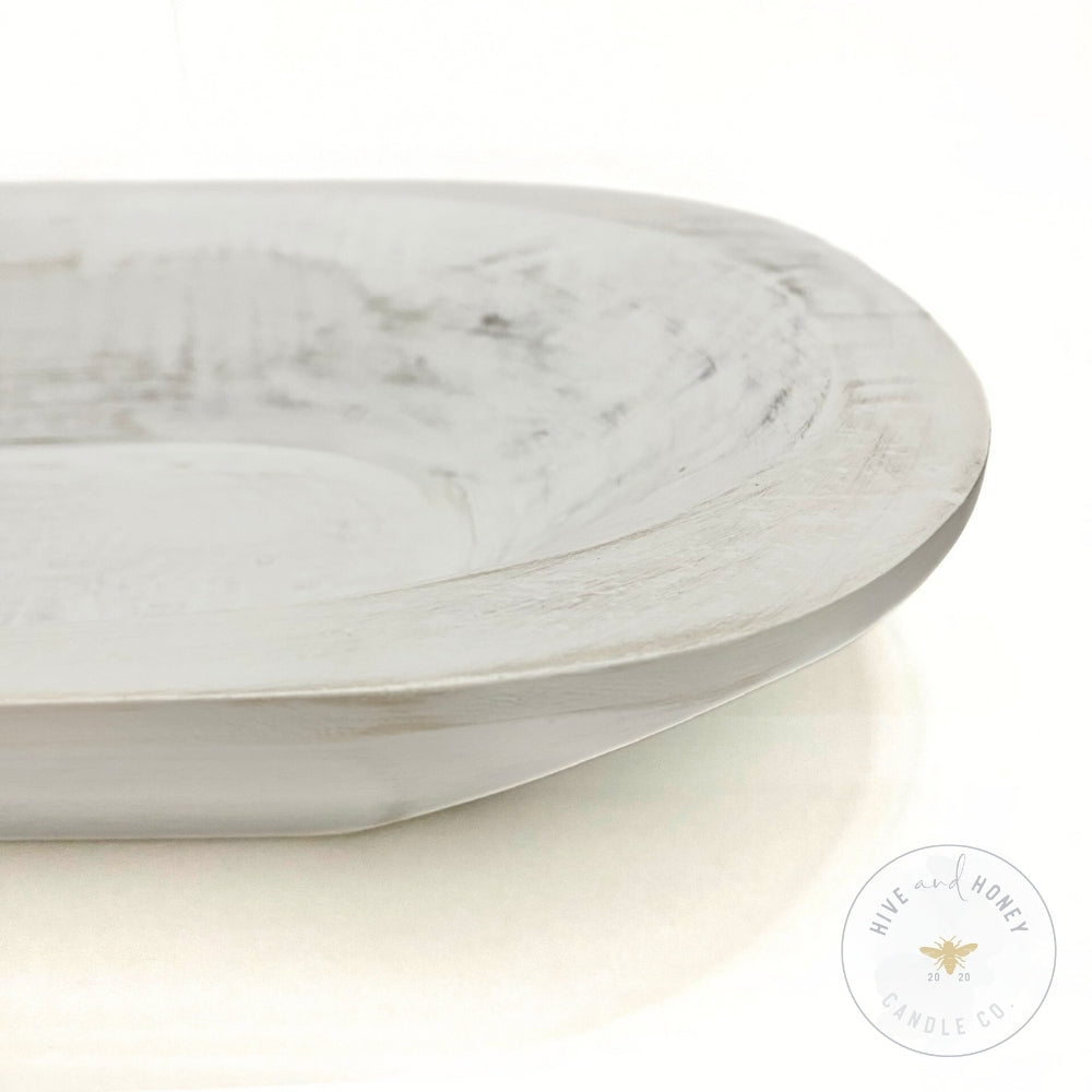 Acacia Wood | Large Oval Bowl - White