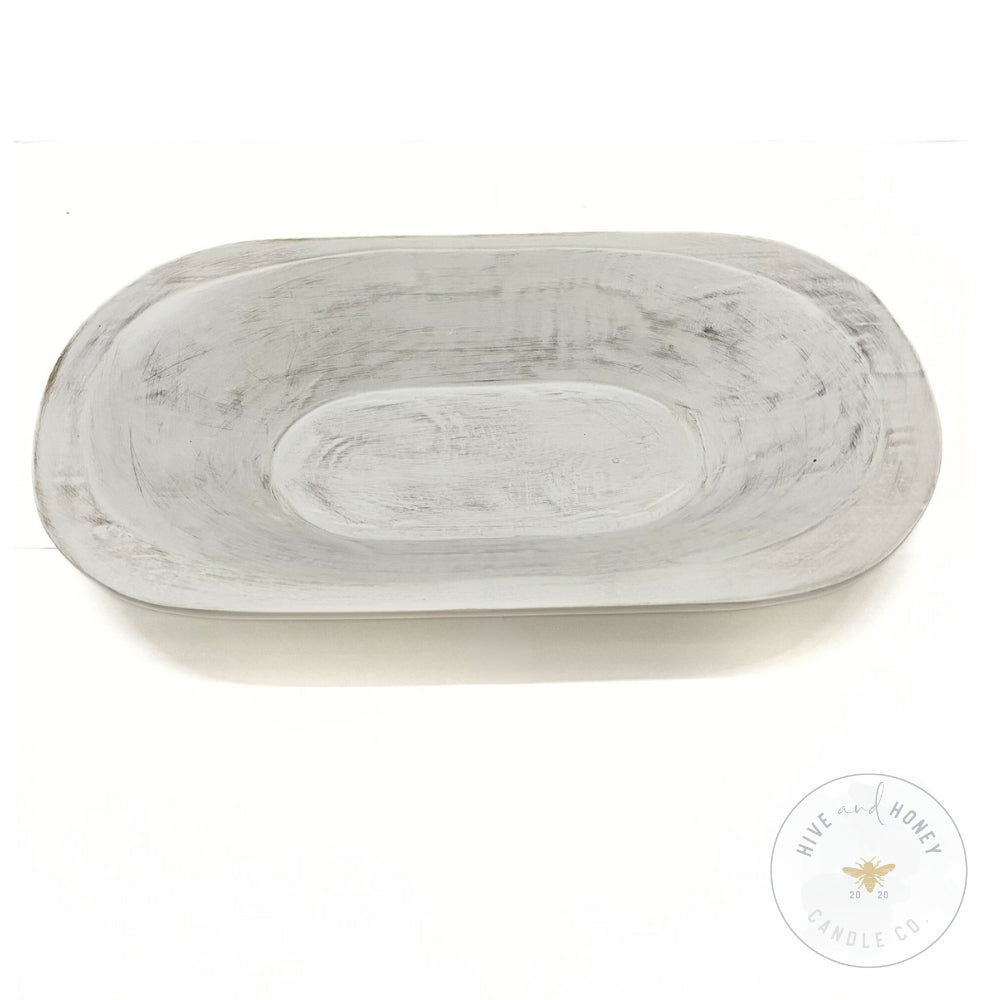 Acacia Wood | Large Oval Bowl - White