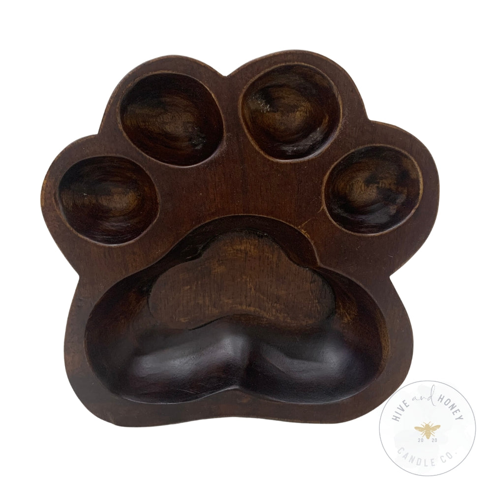 Acacia Wood | Paw Print Bowl - Brown