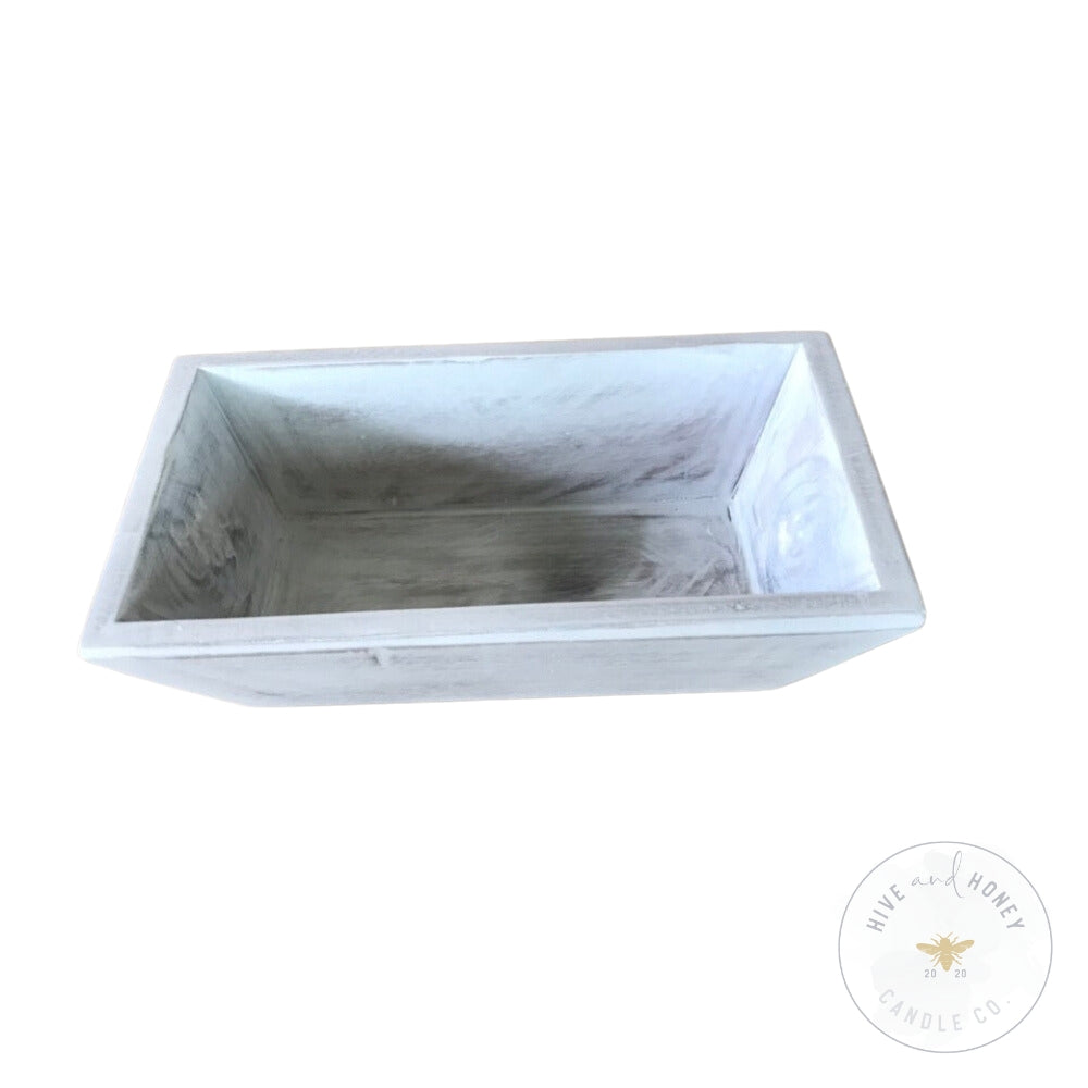 Acacia Wood | Rectangular Bowl - White