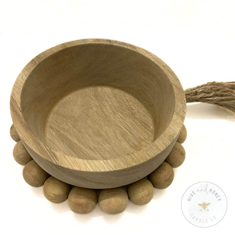 Acacia Wood | Round Mini Beaded Bowl - Natural