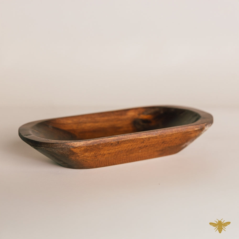 Acacia Wood Bowls | Large Oval Dough Bowl - Brown
