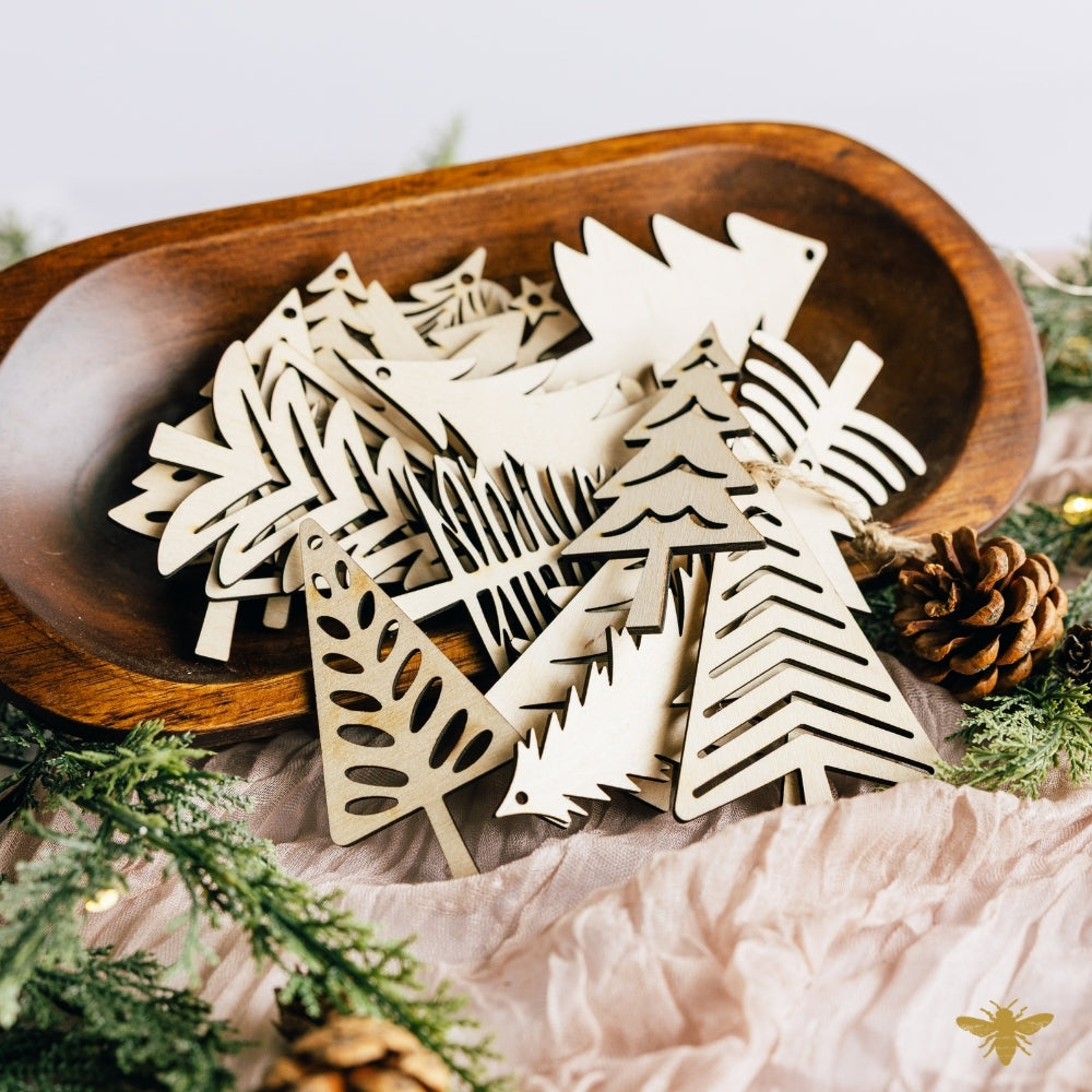 Holiday Trees Wood Air Freshies | Set of 24 Ornaments