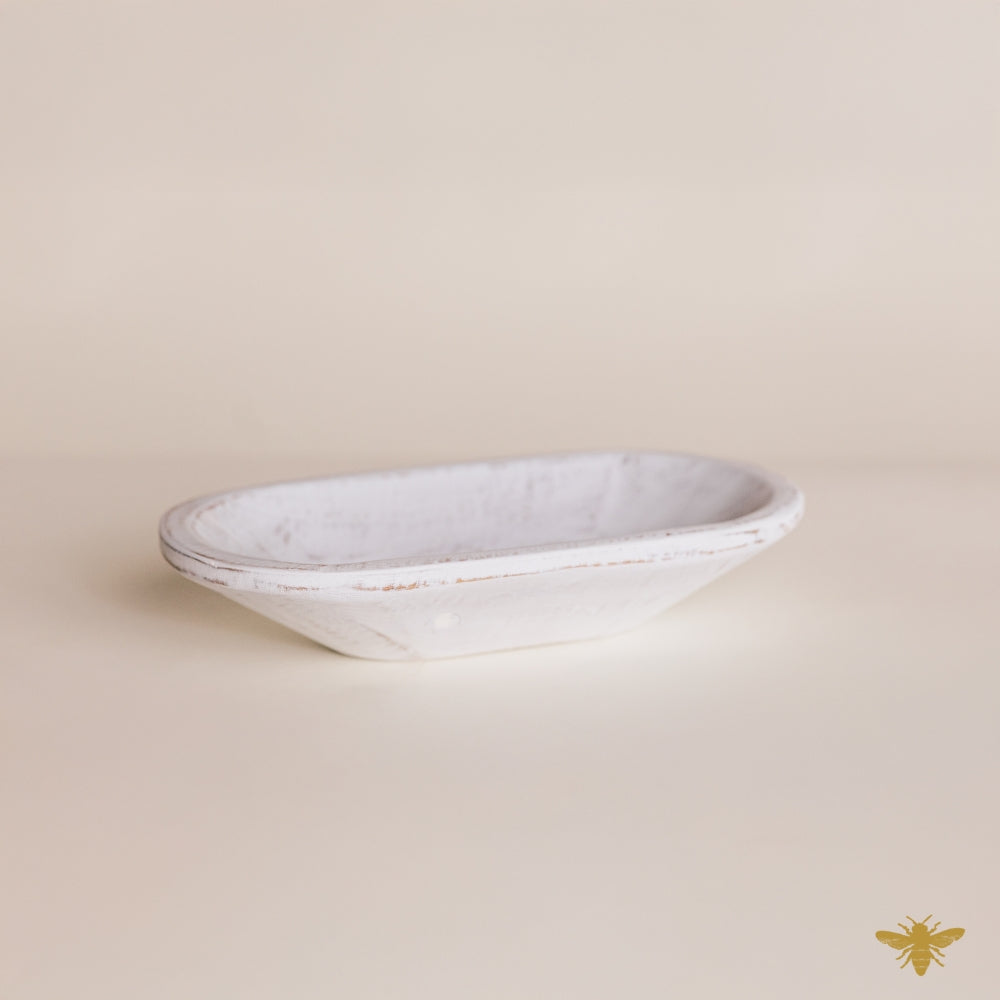Acacia Wood Bowls | Regular Mini Dough Bowl - White