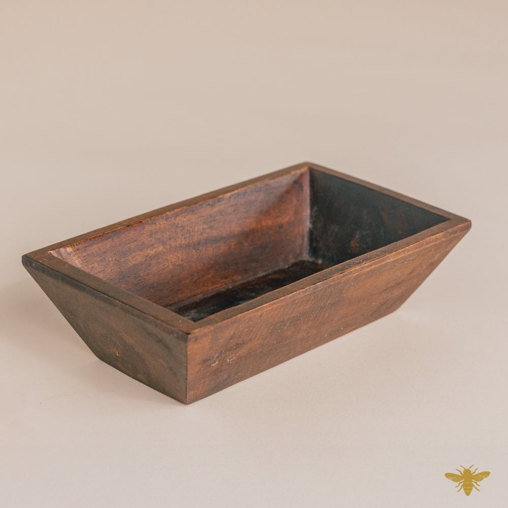 Acacia Wood Bowls | Rectangular Dough Bowl - Brown