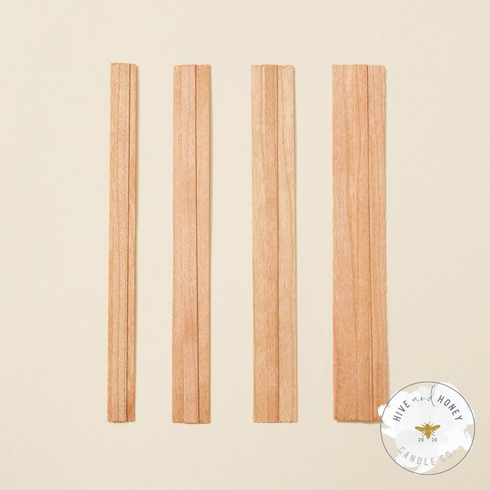 Wood Wicks for Candles Making - Noor 50 Pieces Smokeless Wooden Wicks with Booster. Crackling Wood Wick with Metal Clips for Candle Making and DIY