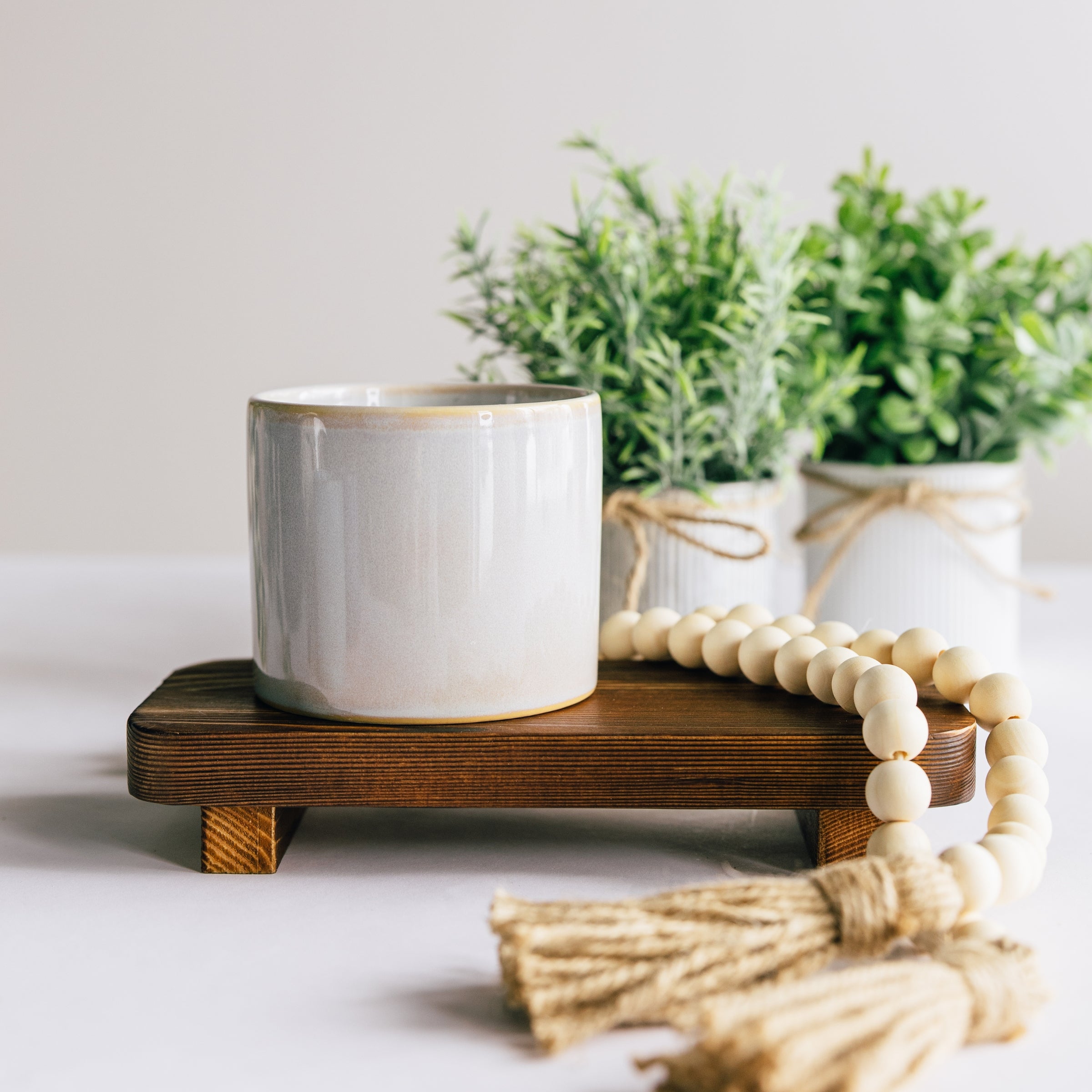 Beige 10 oz Heirloom Ceramic Jar