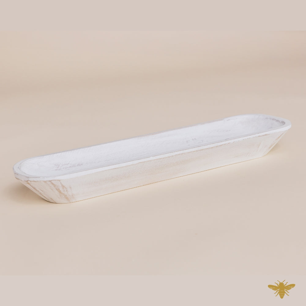 Acacia Wood Bowls | Rustic Baguette Dough Bowl - White