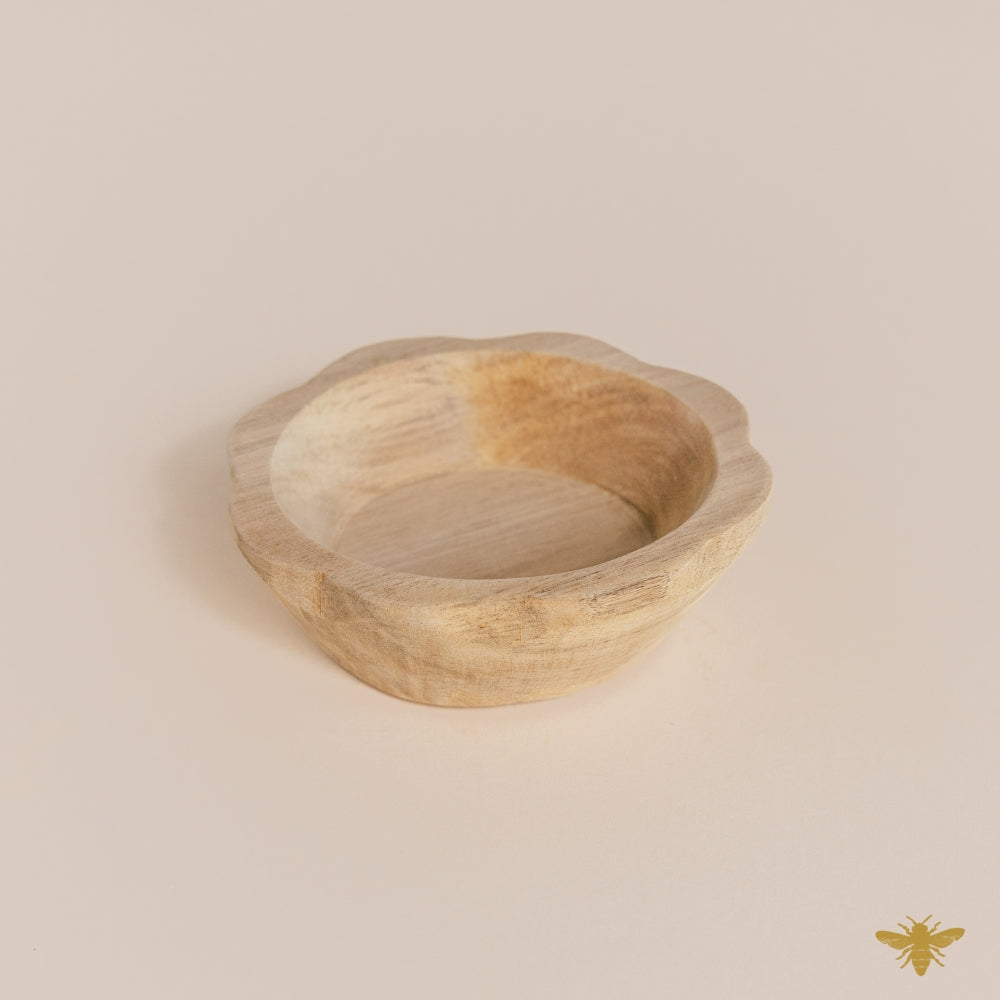 Acacia Wood Bowls | Round Floral Dough Bowl - Natural