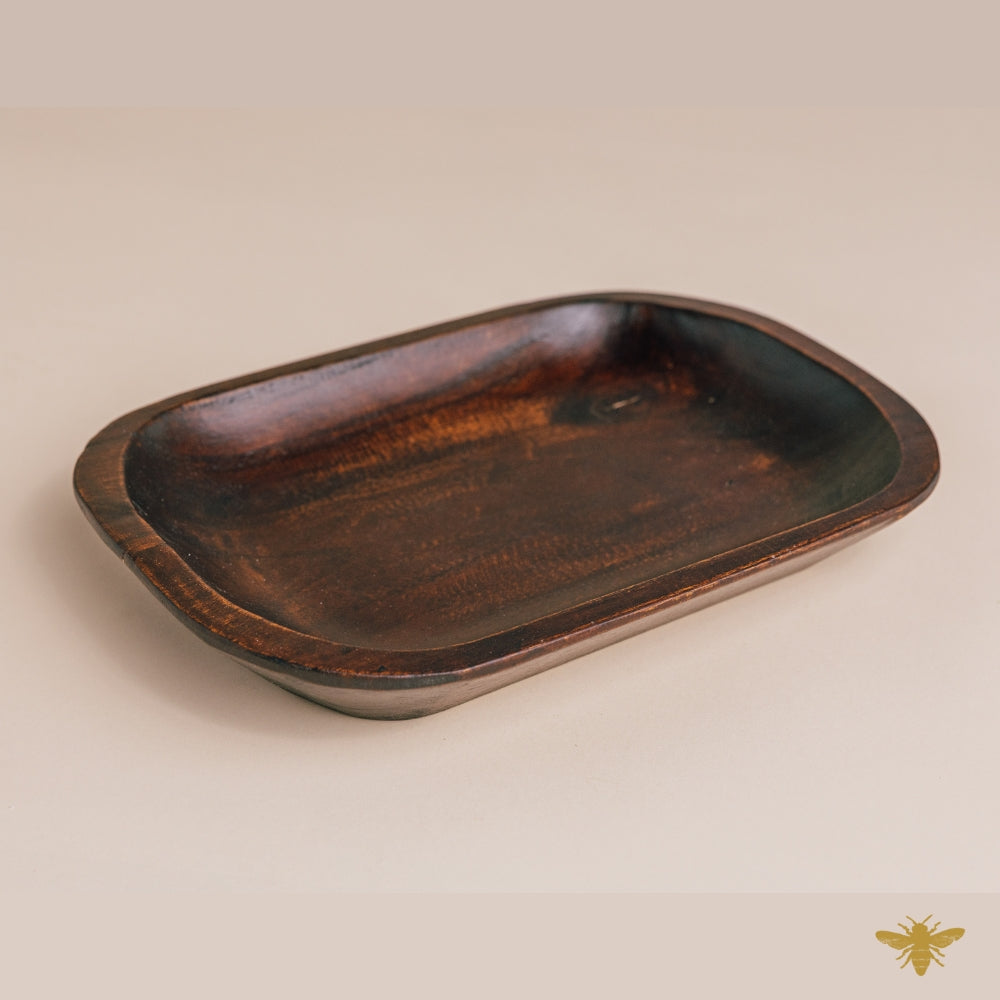 Acacia Wood Bowls | Large Platter Dough Bowl - Brown