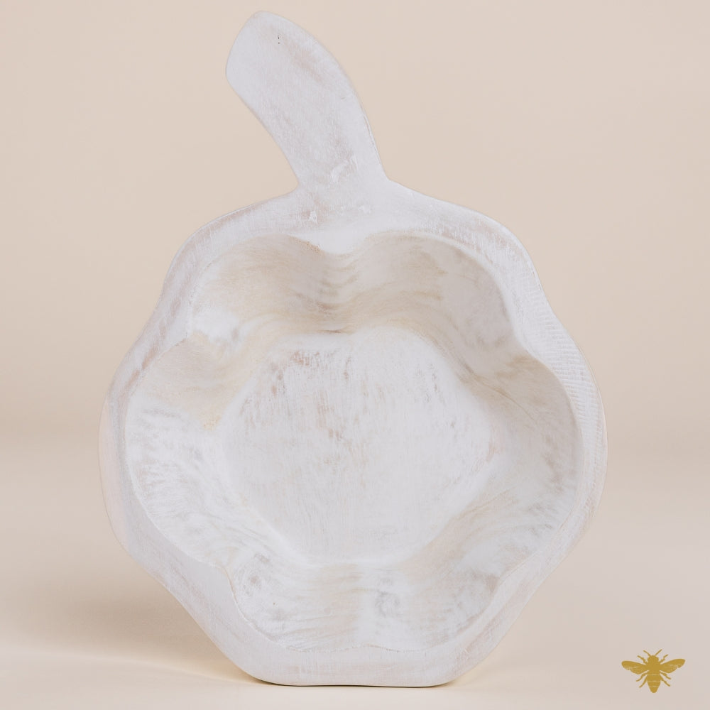 Acacia Wood Bowls | Large Pumpkin Dough Bowl - White