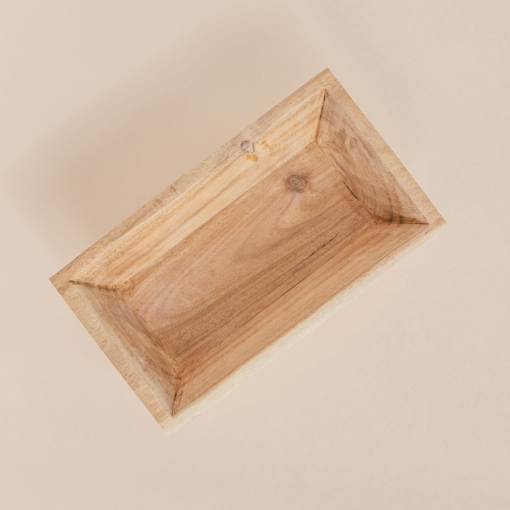 Acacia Wood Bowls | Rectangular Dough Bowl - Natural