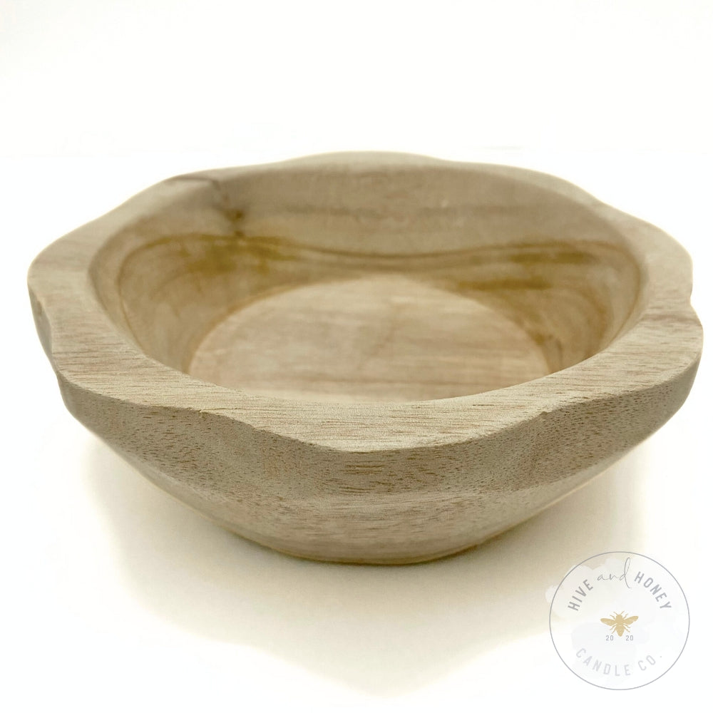 Acacia Wood | Round Floral Bowl - Natural