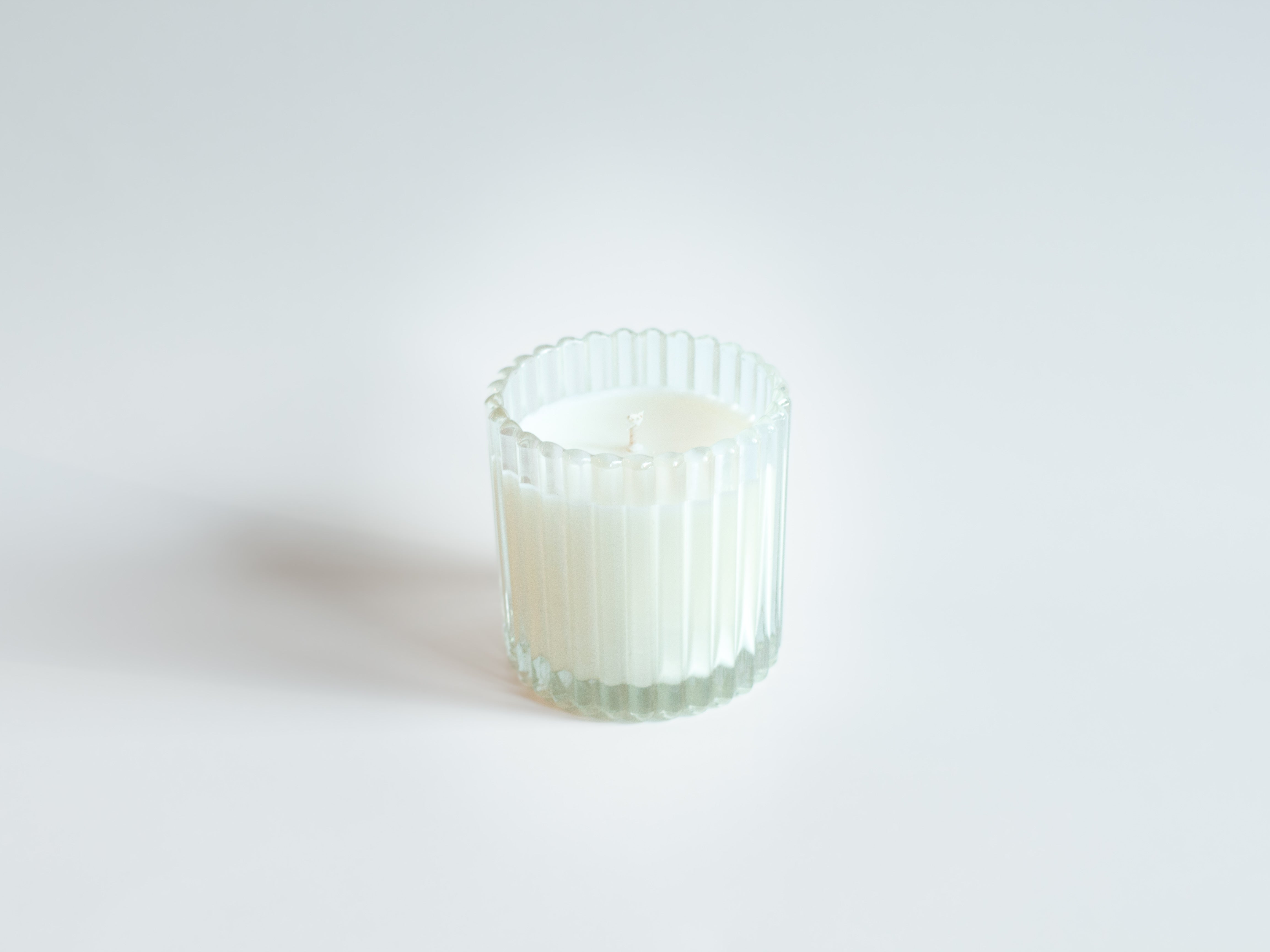 8 oz Ribbed Clear Candle Glass