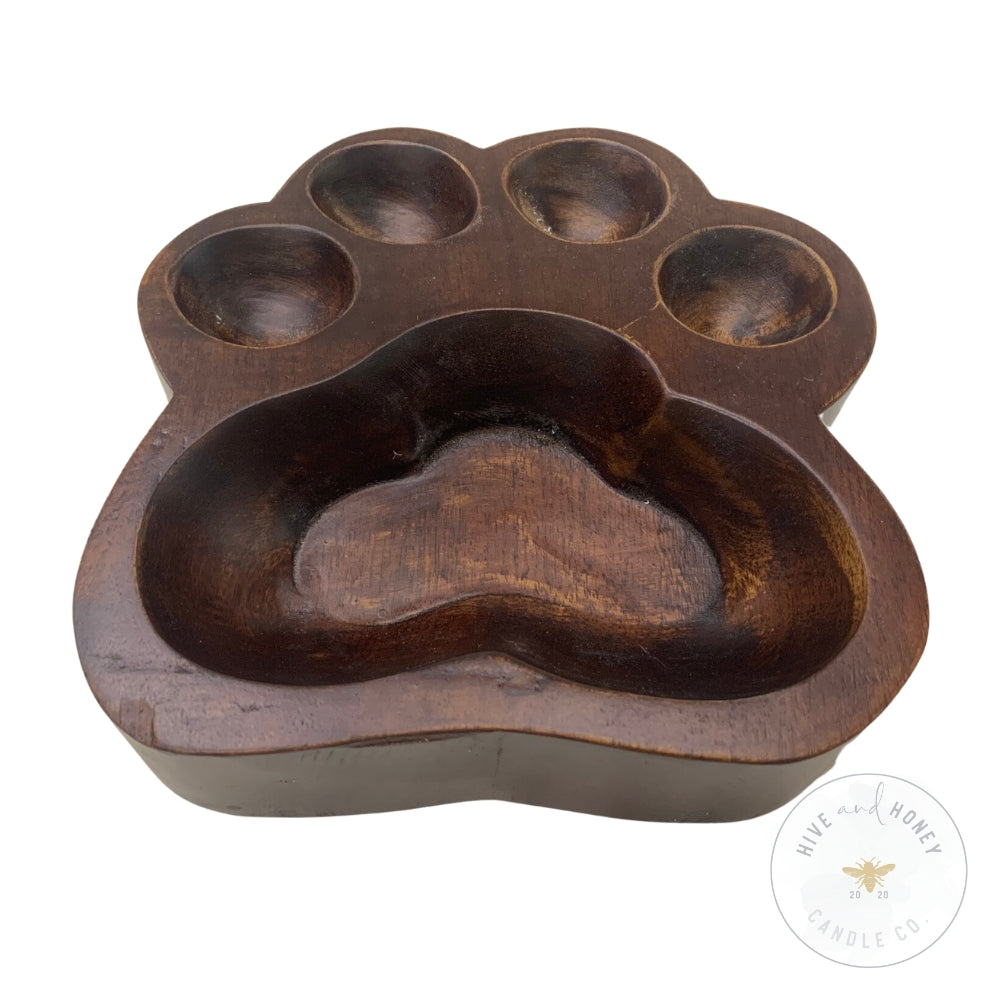 Acacia Wood | Paw Print Bowl - Brown