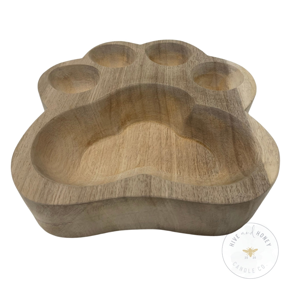 Acacia Wood | Paw Print Bowl - Natural