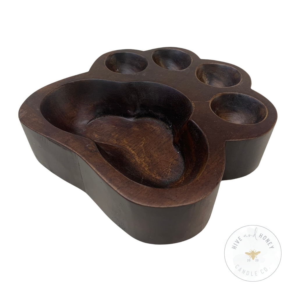 Acacia Wood | Paw Print Bowl - Brown