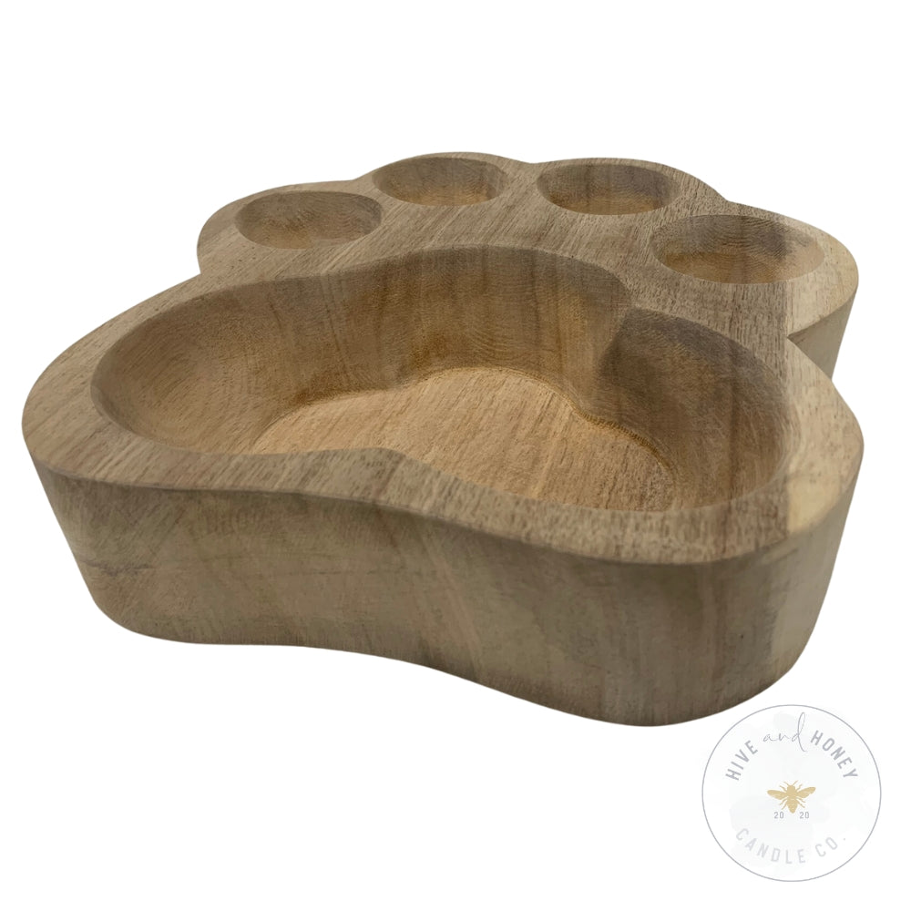 Acacia Wood | Paw Print Bowl - Natural