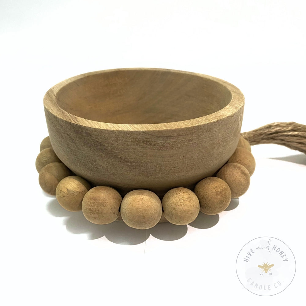 Acacia Wood | Round Mini Beaded Bowl - Natural