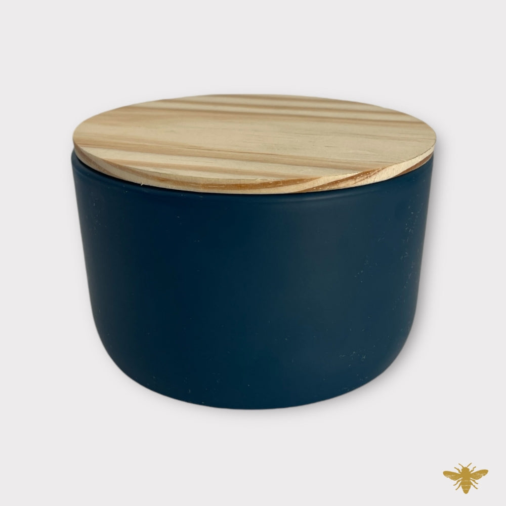 Navy 3-Wick Ceramic Jar