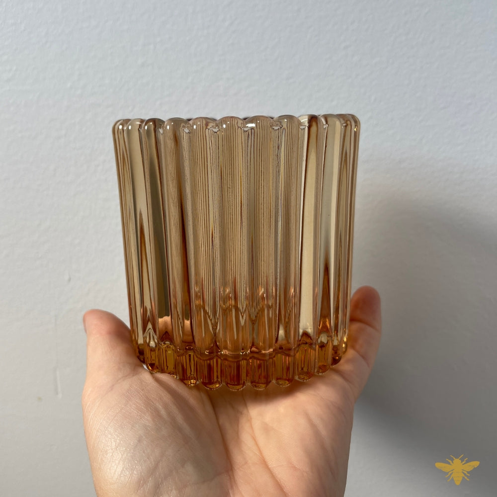8 oz Ribbed Champagne Candle Glass