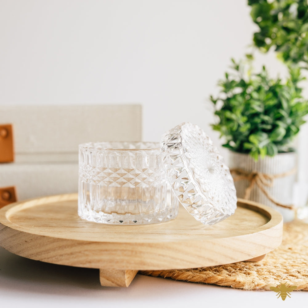 7oz Diamond Candle Jar with Lid - Clear Glass