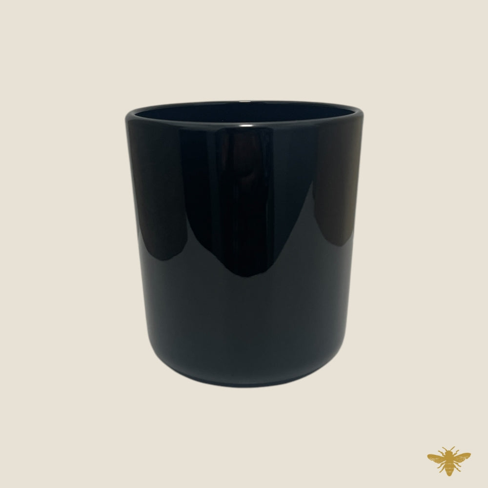 12oz Glossy Black Candle Glass