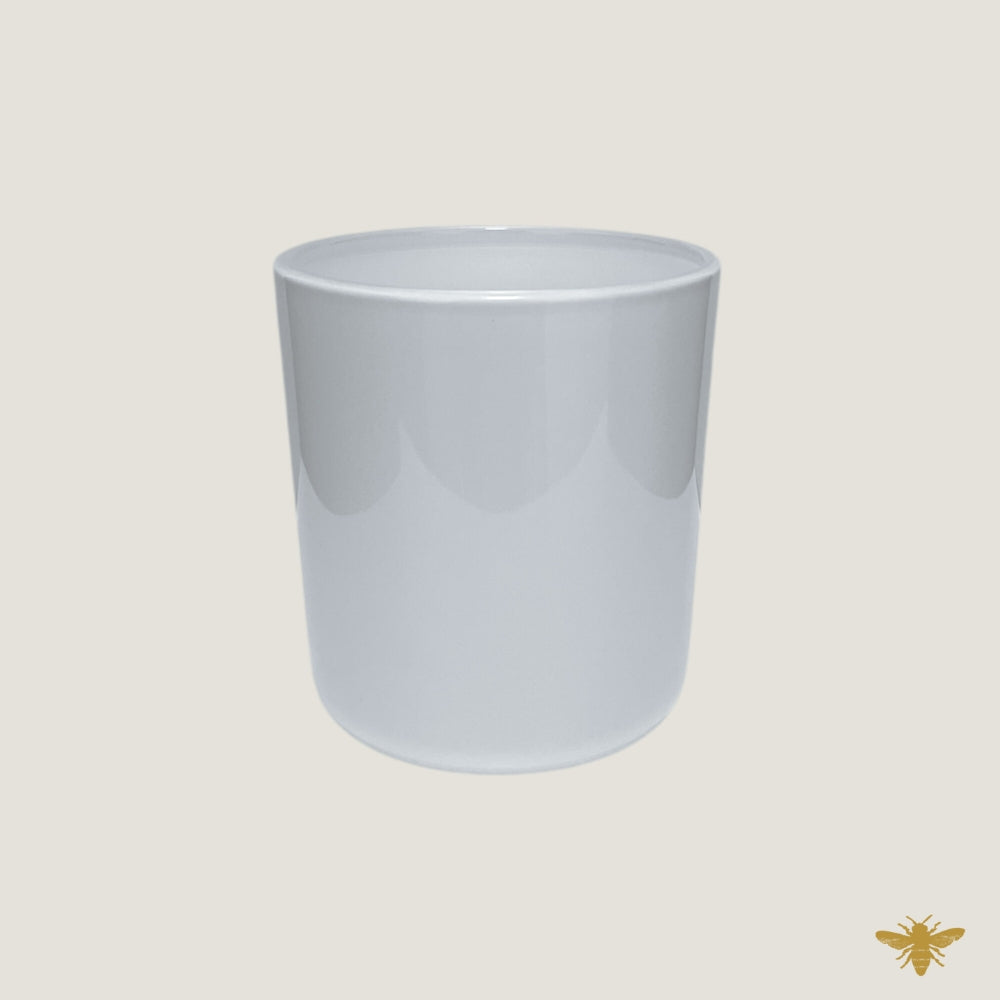 12oz Glossy White Candle Glass