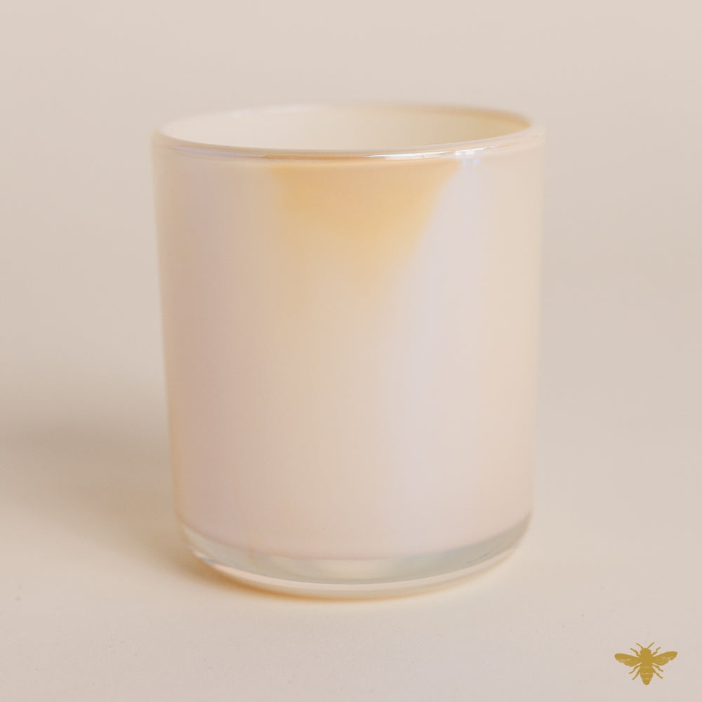 12oz Iridescent Cream Candle Glass