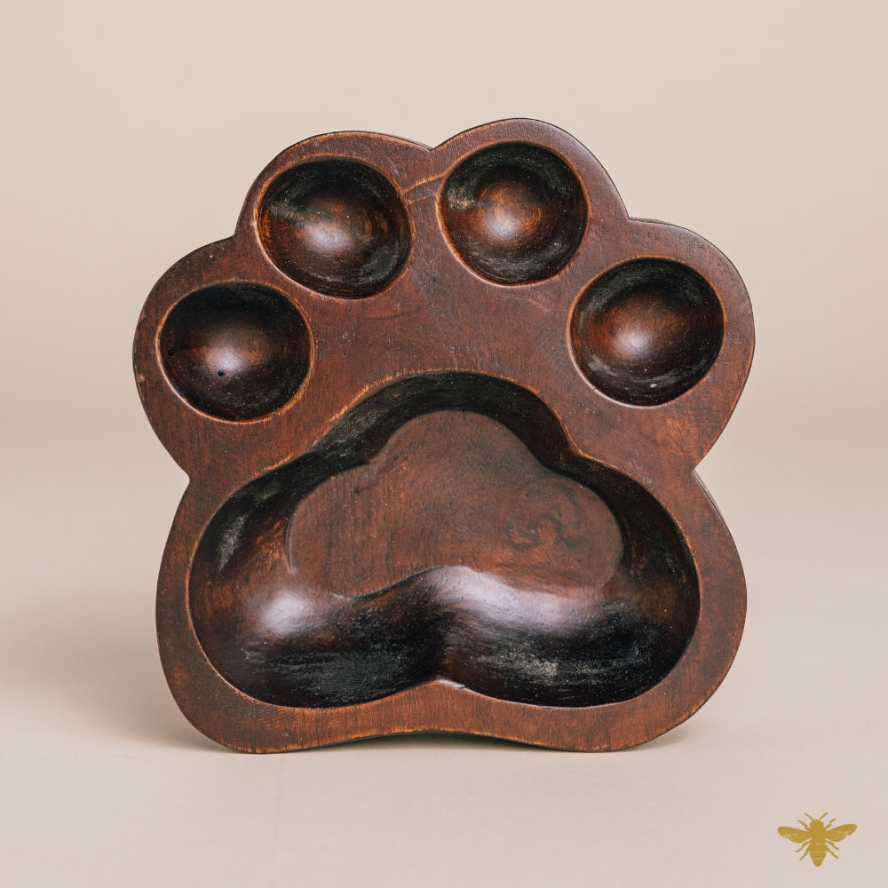 Acacia Wood Bowls | Paw Print Dough Bowl - Brown