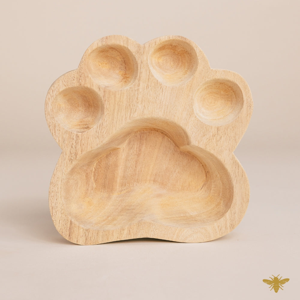 Acacia Wood Bowls | Paw Print Dough Bowl - Natural