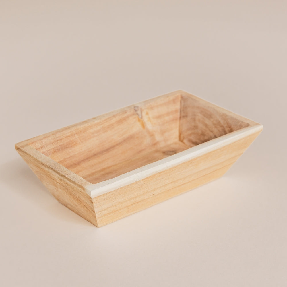 Acacia Wood Bowls | Rectangular Dough Bowl - Natural